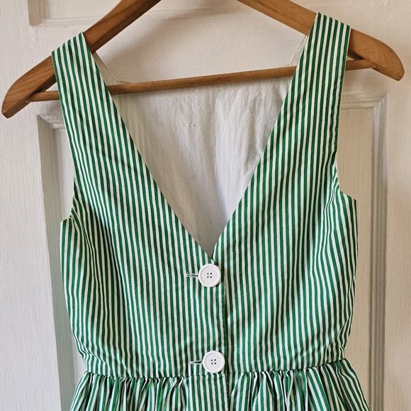 🍋American Apparel Striped Green/White Dress with Button Detail - Picture 3 of 7